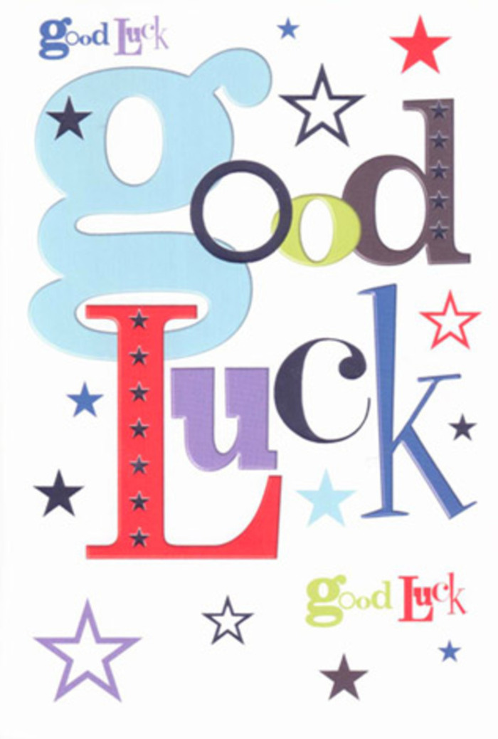 With a vibrancy reminiscent of a lively morning by Blackfriars Road, this good luck card presents a jubilant medley of color and design. Each letter-some wide in luminous sky blue, others slender in deep ebony or bold red-rises energetically from the crisp white background, crowned with shimmering stars in navy, pastel lavender, and verdant moss. The arrangement feels almost like a chorus of well-wishers, echoing the supportive voices found in local Blackfriars cafes and market corners. There's an undeniable sense of motion and hope, as the typography and whimsical stars sweep across the page, capturing the feeling of an open future and friendly encouragement. Run your fingers over the perfectly smooth cardstock and you'll sense the care put into its making, as if each surface has been polished with pride by a florist attuned to the spirit of their community. More than a greeting, this card becomes a keepsake-radiating hope and bold belief, fitting for those taking first steps toward new opportunities along the Thames or within the city's pulse.